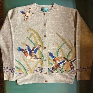 Ralph Lauren Hand Knit Duck Pattern Cardigan Size M